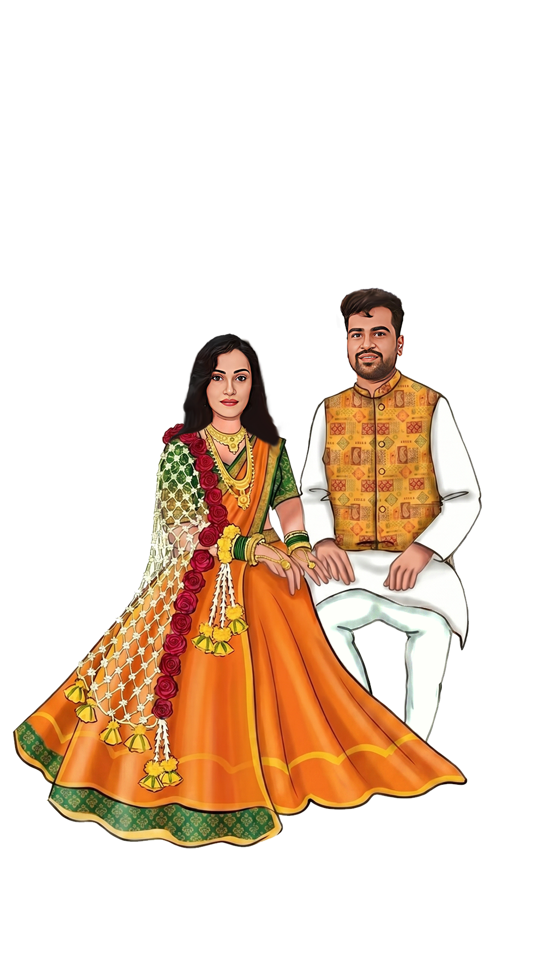 Couple Haldi Illustration
